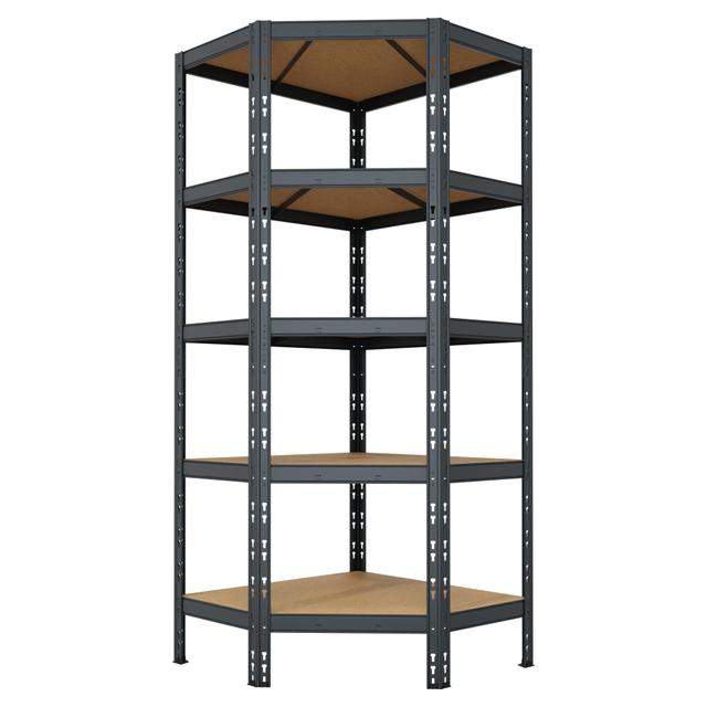 SCAFFALE LEGNO/METALLO 5 RIPIANI 200 kg ANGOLARE ANTRACITE INCASTRO 96/40x180x74/66 cm (LxHxP) | Tecnomat SCAFFALE LEGNO/METALLO 5 RIPIANI 200 kg ANGOLARE ANTRACITE INCASTRO 96/40x180x74/66 cm (LxHxP) | Tecnomat