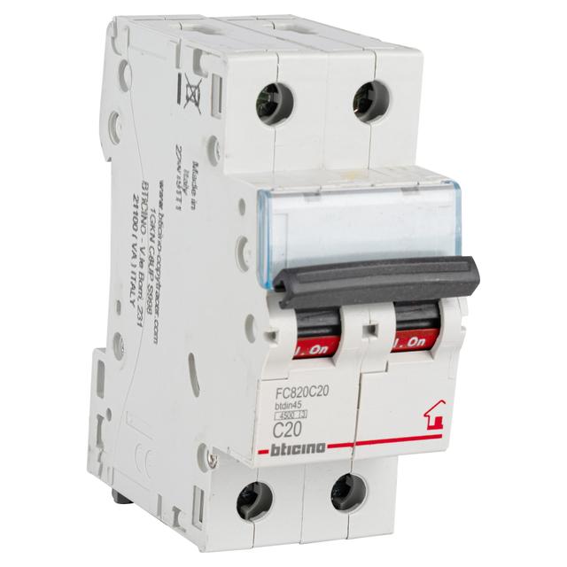 INTERRUTTORE MAGNETOTERMICO BTICINO 2P C20 2 MODULI 4500A | Tecnomat INTERRUTTORE MAGNETOTERMICO BTICINO 2P C20 2 MODULI 4500A | Tecnomat