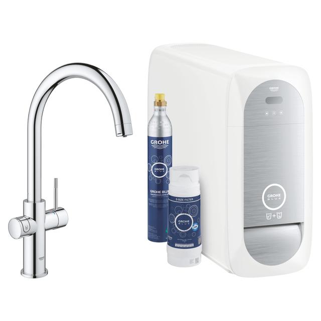 SISTEMA FILTRAZIONE GROHE BLUE HOME 31455001 MISCELATORE CROMO ACQUA FREDDA E GASATA WIFI | Tecnomat SISTEMA FILTRAZIONE GROHE BLUE HOME 31455001 MISCELATORE CROMO ACQUA FREDDA E GASATA WIFI | Tecnomat